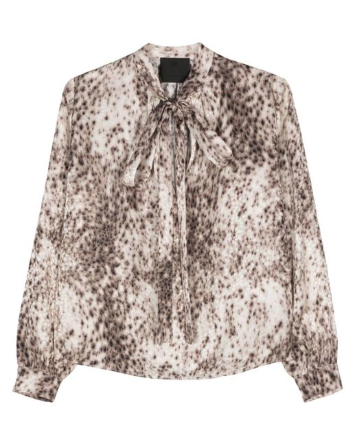 Givenchy Brown Leopard-print Silk Blouse