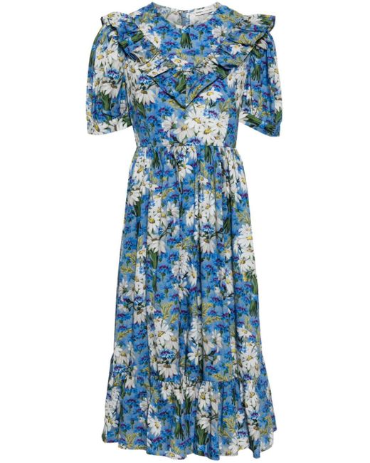 BATSHEVA Blue X Laura Ashley May Floral-print Midi Dress