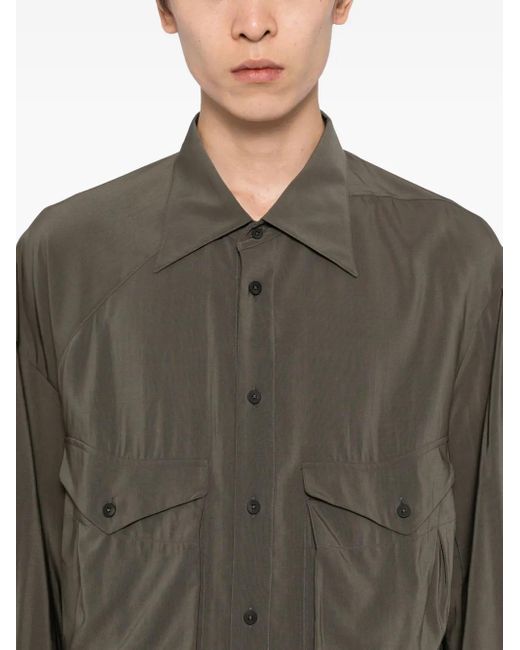 Ziggy Chen Gray Curved-Hem Shirt for men