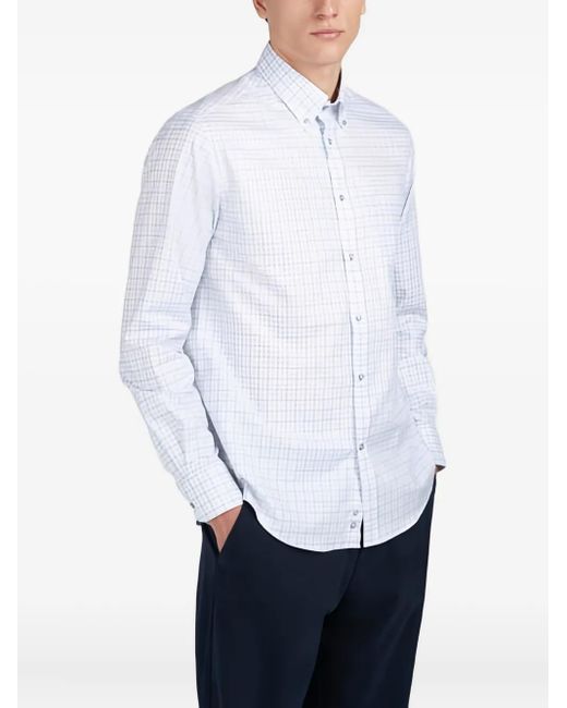 Paul & Shark White Checked Twill Shirt for men