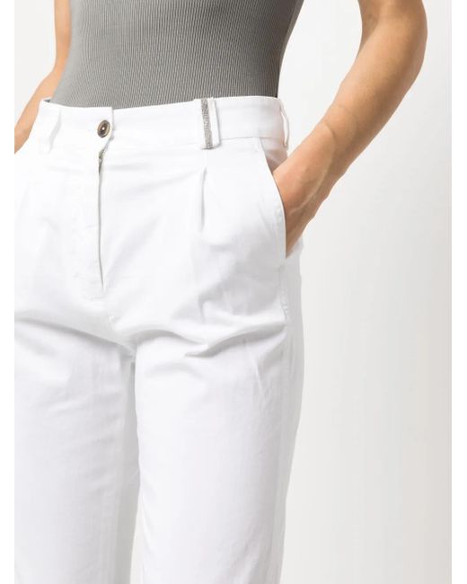 Fabiana Filippi White Mid-Rise Slim-Cut Trousers