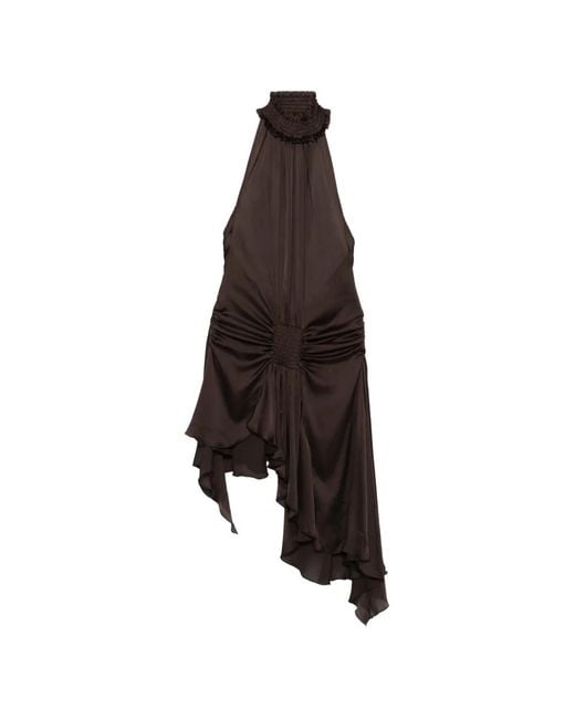 Siedres Brown Toni Ruffled Halterneck Dress