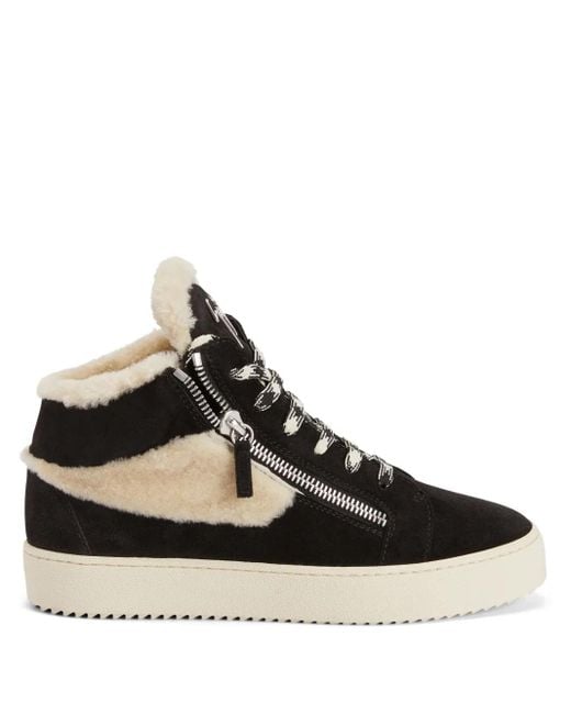 Giuseppe Zanotti Black Kriss Ice Shearling-Embellished Sneakers