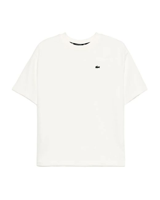 Lacoste White T-Shirt Mit Logo-Stickerei