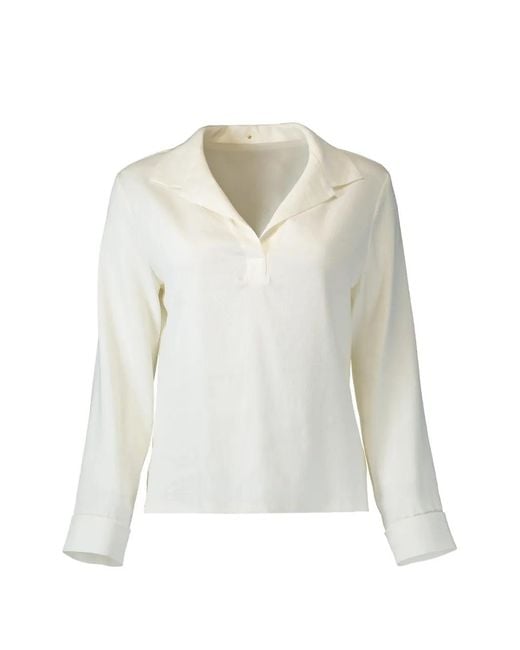 Peter Cohen White Cate Long-Sleeve Blouse