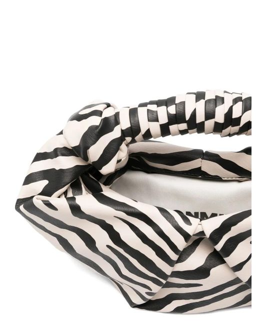 Simon Miller White Zebra-Print Knotted Bucket Bag