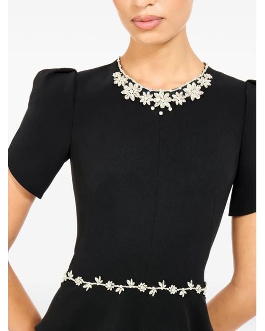 Jenny Packham Black Jules Floral-Embellished Midi Dress