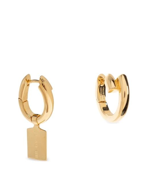Balenciaga Metallic Rectangular Drop Earrings