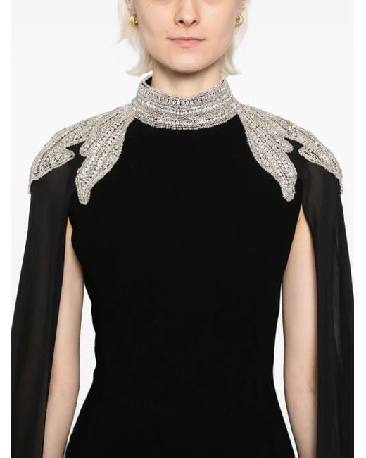 Saiid Kobeisy Black Embellished-Crepe Kaftan Dress