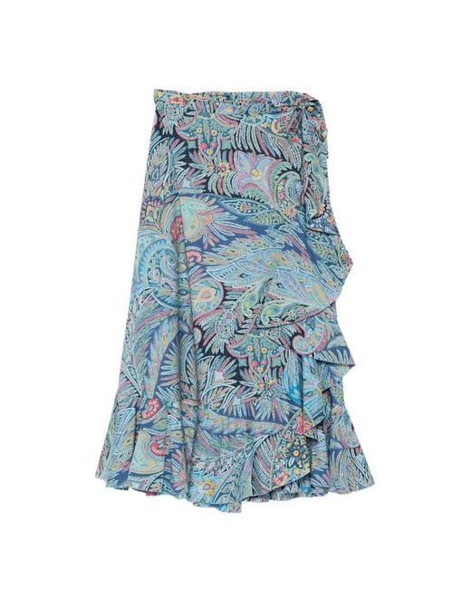 Etro Blue Cotton Elastane Skirt