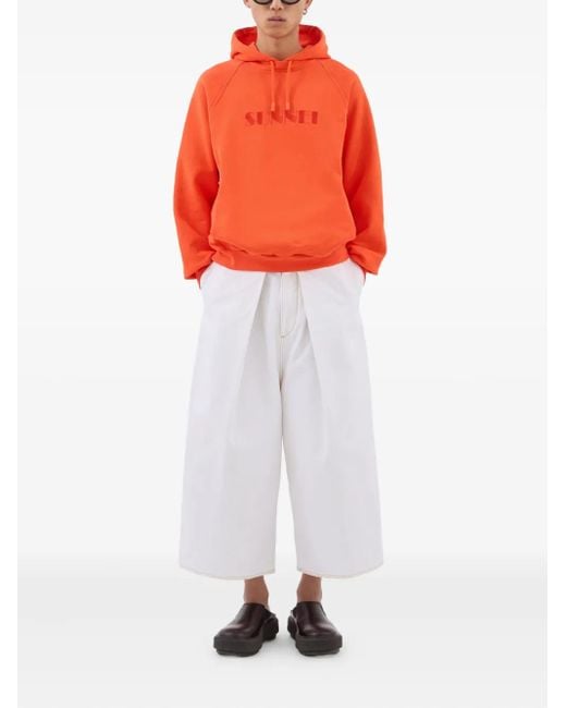 Sunnei Orange Logo-Text Hoodie