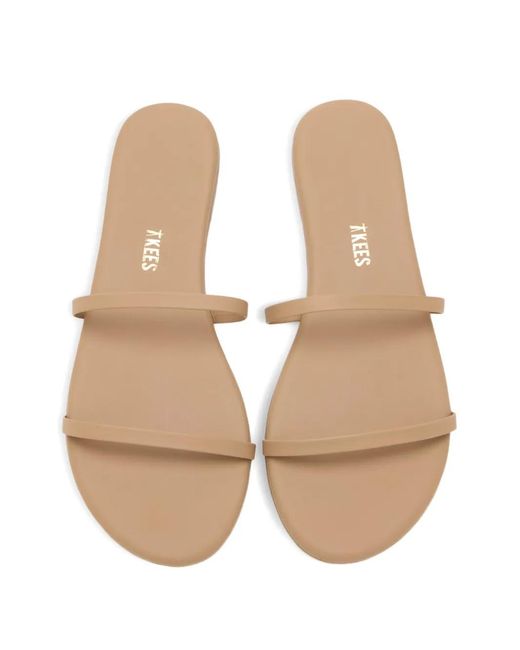 TKEES Brown Double-Strap Flat Sandals