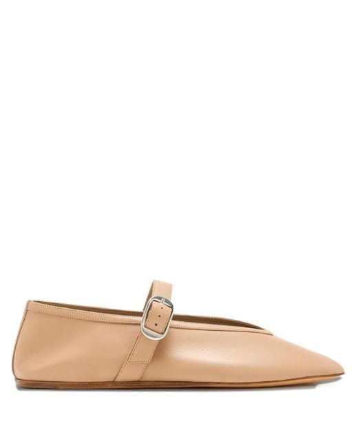 Le Monde Beryl Natural Stella Buckle-Strap Leather Ballet Flats
