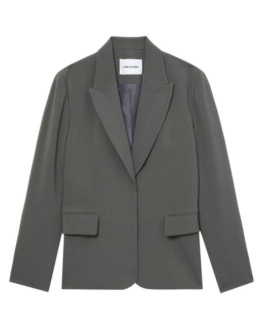 Low Classic Gray Open-front Single-breasted Blazer