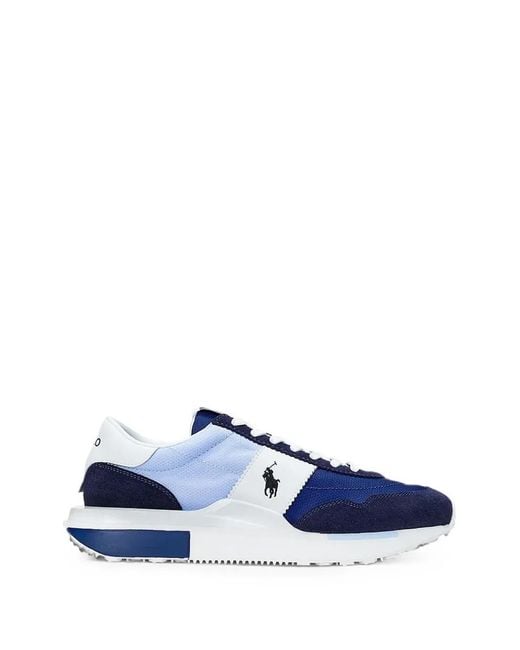Polo Ralph Lauren Blue Train 89 Logo-Patch Panelled Sneakers for men