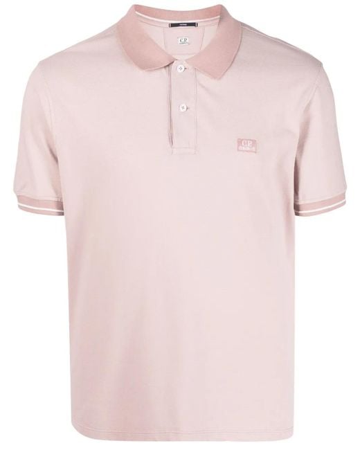 C P Company C.p Company Logo-embroidered Polo Shirt Light Pink for men
