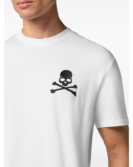 Philipp Plein T-Shirt mit Totenkopf-Stickerei in White für Herren