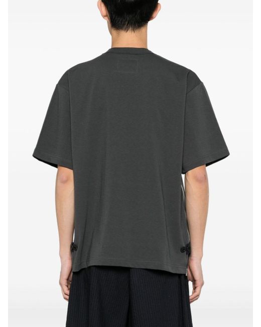 Sacai Black Zipped-detail Cotton T-shirt for men