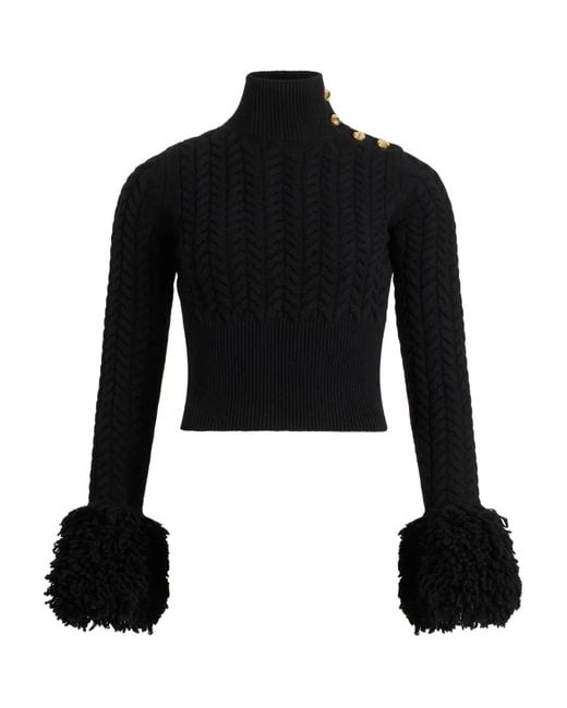 Patou Black Knitted Fur Jumper