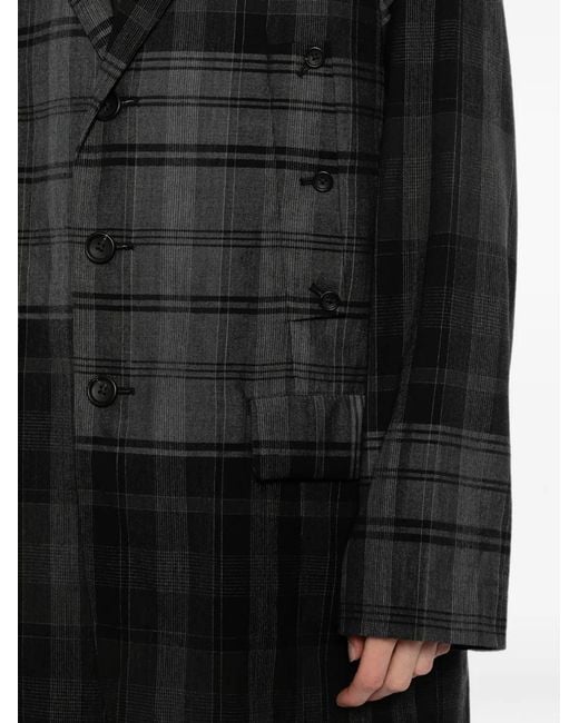 Yohji Yamamoto Black Patchwork Check-Pattern Blazer for men