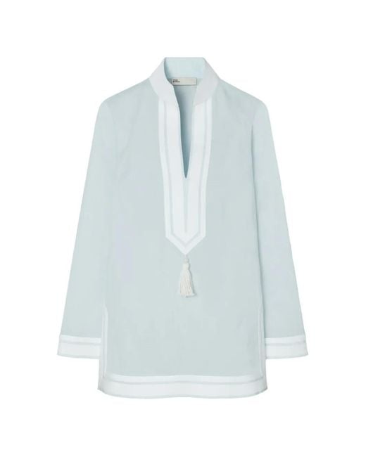 Tory Burch Blue Tunique Tory En Coton