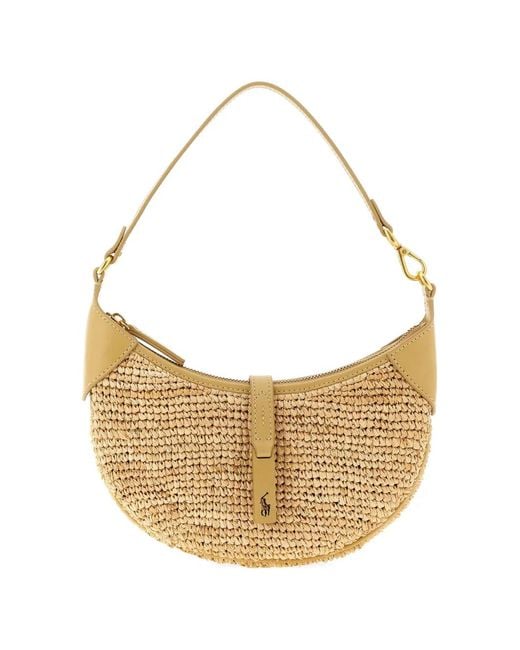 Polo Ralph Lauren White Mini Raffia Shoulder Bag