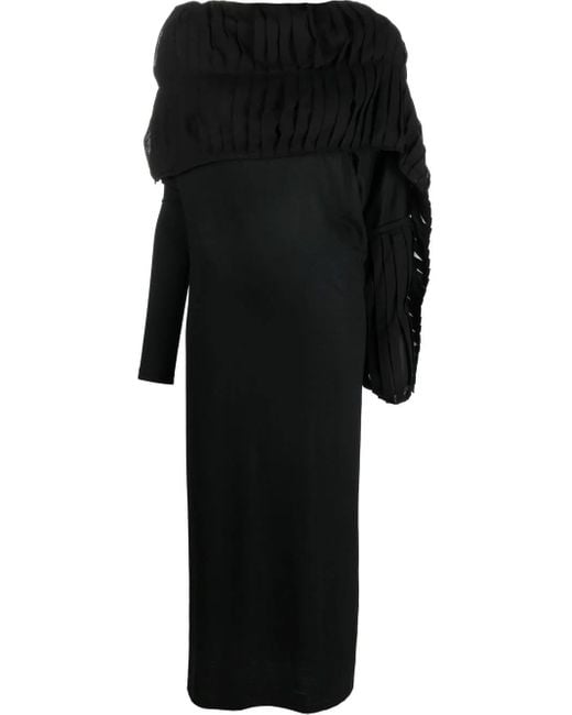 Yohji Yamamoto Black Wool And Cotton Dress
