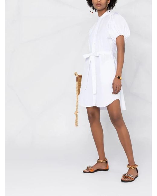 Stella McCartney White Tied Waist Poplin Shirt Dress
