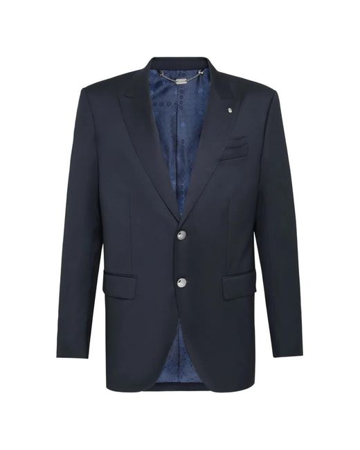 Billionaire Blue Crest Peak-Lapel Blazer for men