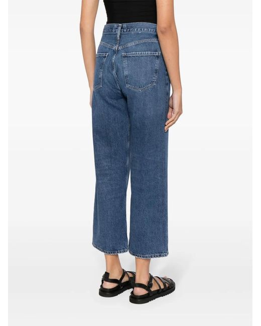 Agolde Blue Ren Jean High-Rise Cropped Jeans