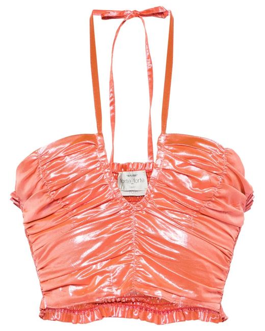 Forte_forte Red Draped Halterneck Top