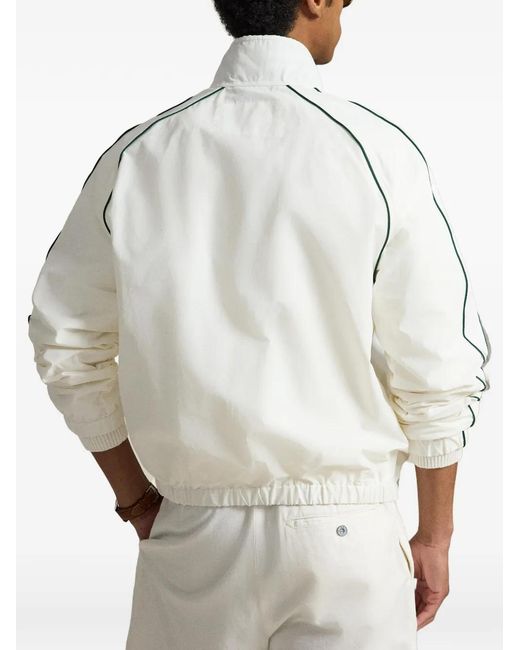 Polo Ralph Lauren White Crest-Print Piping Jacket for men