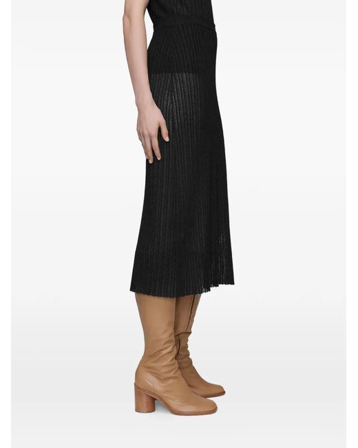 Maison Margiela Black Ribbed Knit Midi Skirt