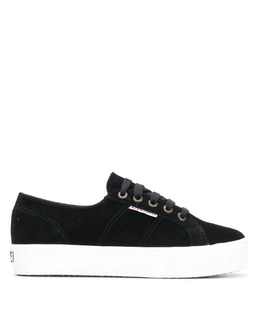 superga platform sneakers black