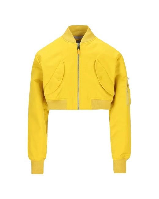 Balenciaga Yellow Cropped Oversized Bomber Jacket