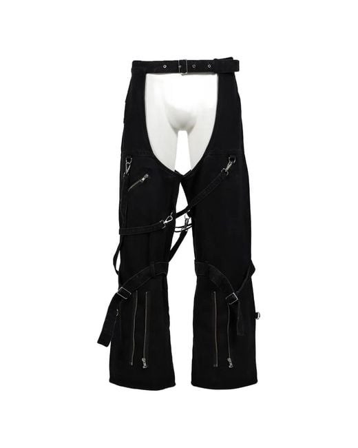 JUN/NAKAYAMA Black Bondage-Style Denim Chaps for men