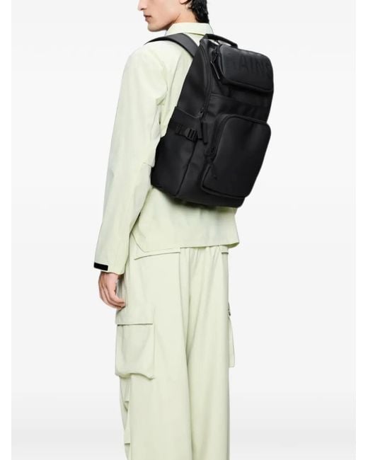 Rains Black Cargo Adjustable-Strap Backpack