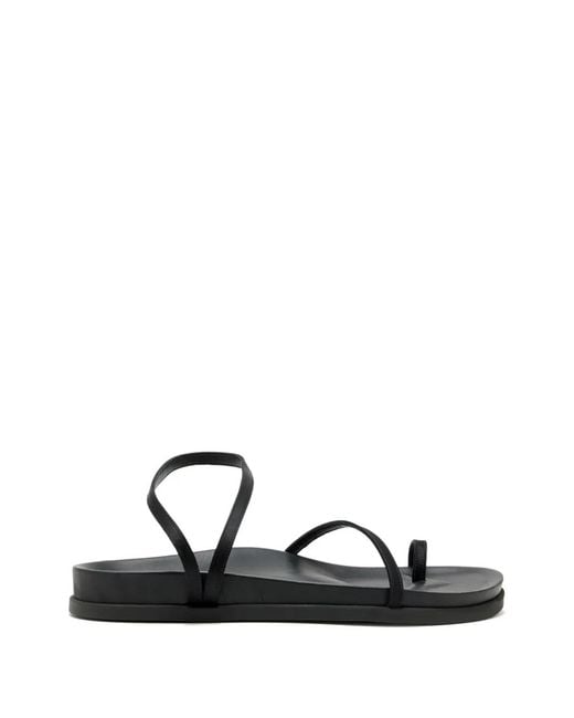 Ancient Greek Sandals Black Footbed Strap Sandals