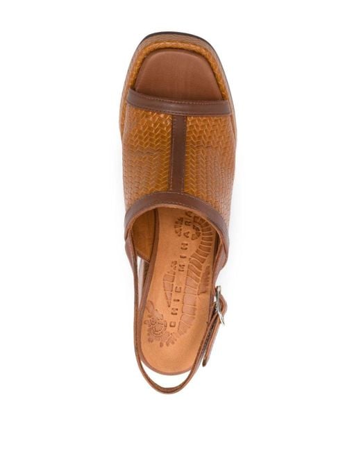 Chie Mihara Brown 85mm Zimi Interwoven Leather Sandals