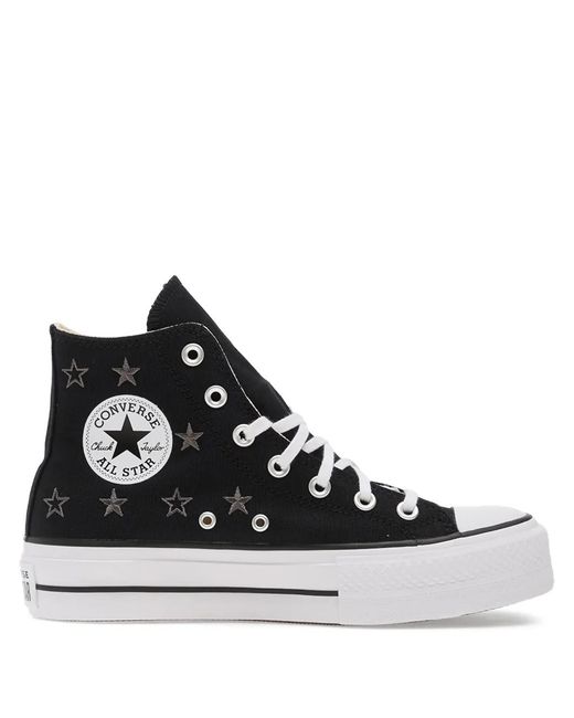 Converse Black Chuck Taylor Star-Embellishment Platform-Sole Sneakers