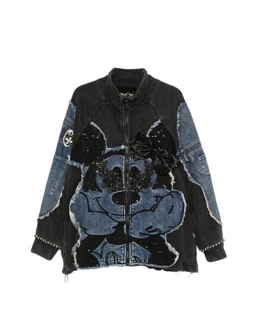 MINIME Black Oversized Sequin-Embellished Patchwork Jacket