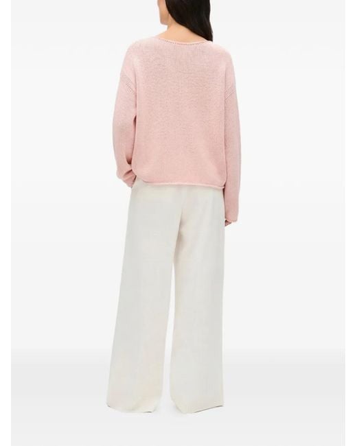 Another Tomorrow Pink Draped-Knit Oversized Sweater