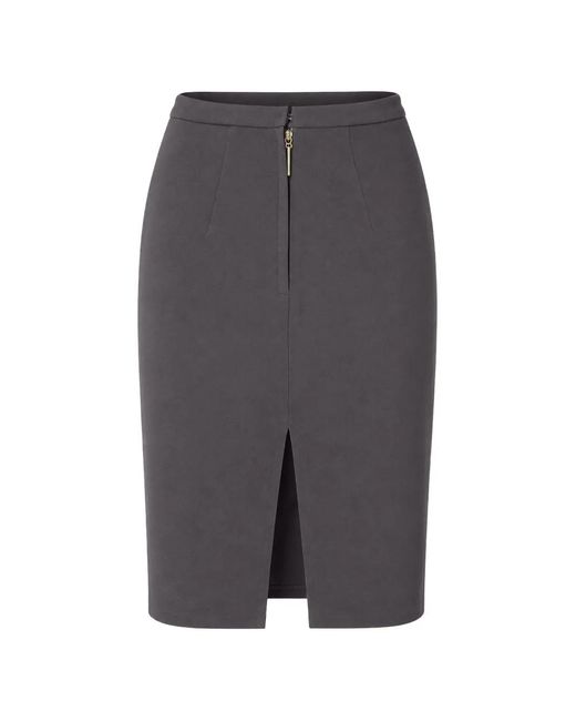 Elisabetta Franchi Gray Front-Slit Pencil Skirt