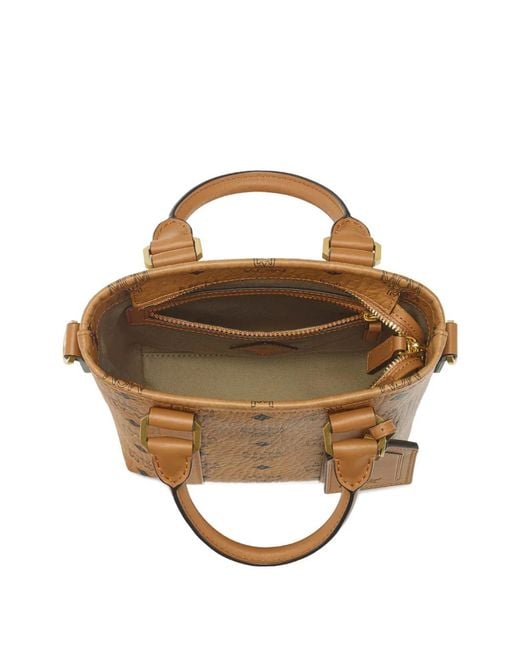 MCM Brown Mini Aren Print Tote Bag