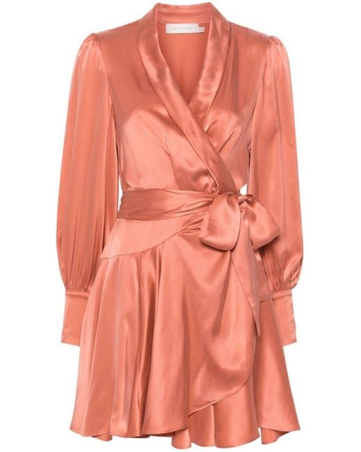 Zimmermann Pink Gewickeltes Minikleid aus Seide