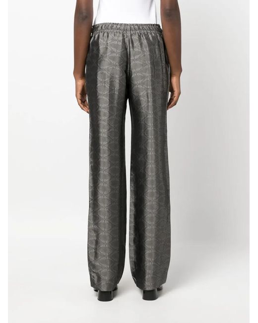 Zadig & Voltaire Gray Pomy Patterned-Jacquard Flared Trousers