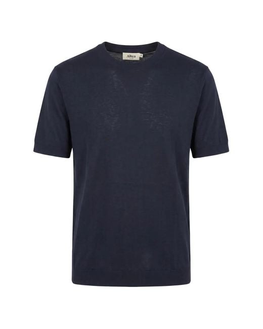 Altea Blue Fine-Knit Short-Sleeve T-Shirt for men