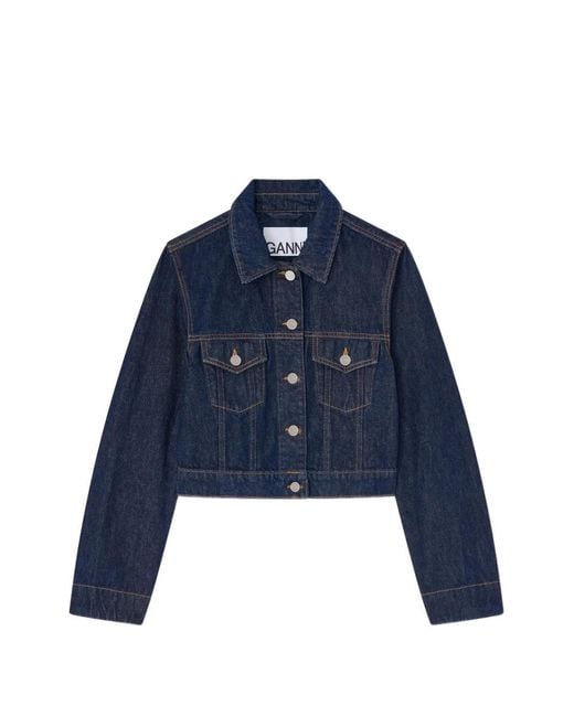 Ganni Blue Organic Cotton Jacket