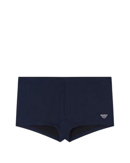 Emporio Armani Blue Logo-Embroidered Swimming Trunks for men