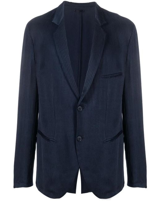 Giorgio Armani Blue Striped Single-Breasted Blazer for men